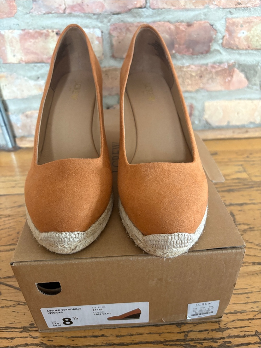 J. Crew Pale Clay Suede Braided Espadrille Wedges in Pale‎ Clay Size 8.5